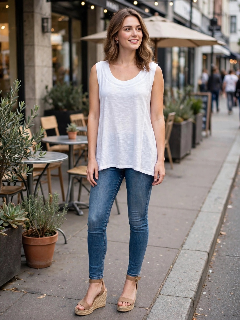🔥2/$5 Avenue White Scoop Neck Sleeveless Tank Top Size 18